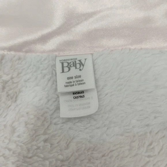 Nordstrom Baby Blanket Pink White Sheep Lamb Satin Trim Edges Lovey 28" x 38" - Picture 2 of 6